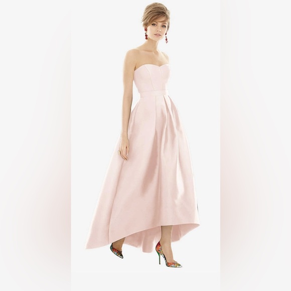 ALFRED SUNG Dresses & Skirts - Alfred Sung NWT Strapless Satin High Low Dress with Pockets in Blush